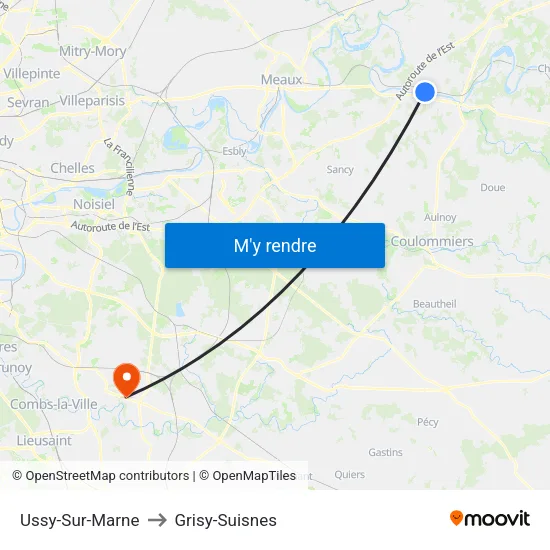 Ussy-Sur-Marne to Grisy-Suisnes map