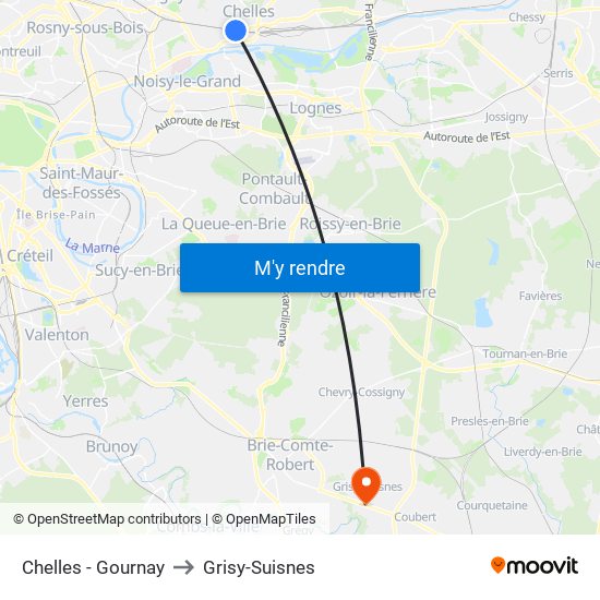 Chelles - Gournay to Grisy-Suisnes map