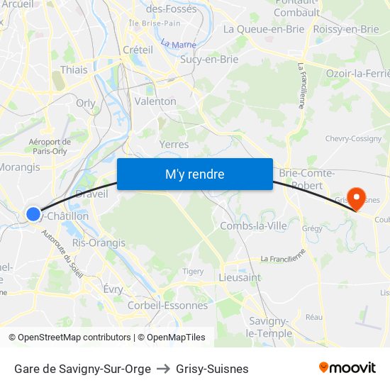 Gare de Savigny-Sur-Orge to Grisy-Suisnes map