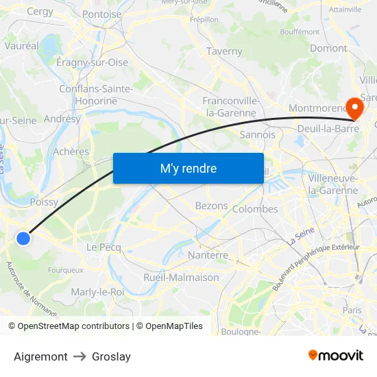 Aigremont to Groslay map