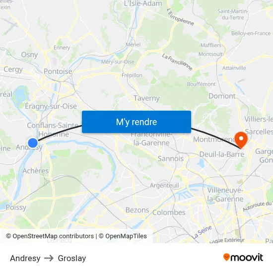 Andresy to Groslay map