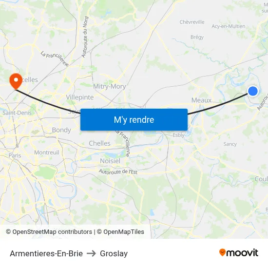 Armentieres-En-Brie to Groslay map