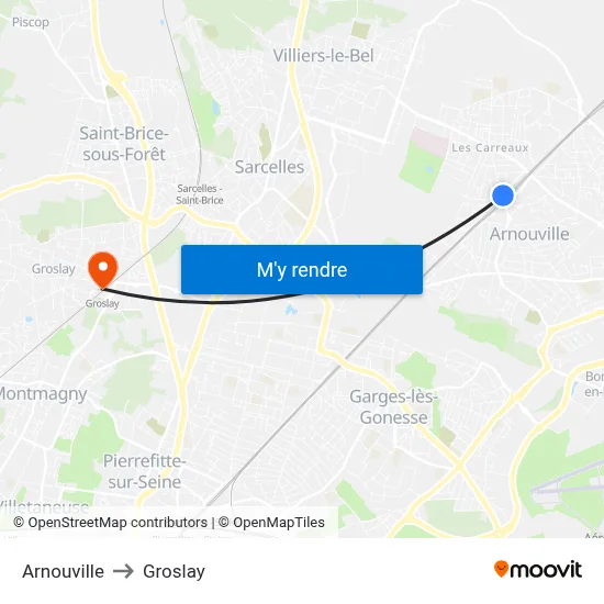 Arnouville to Groslay map