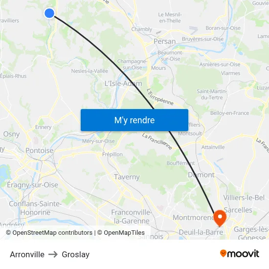 Arronville to Groslay map