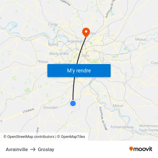 Avrainville to Groslay map