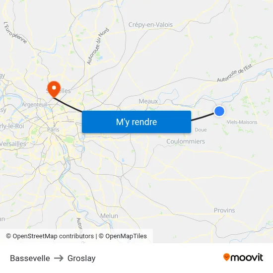 Bassevelle to Groslay map