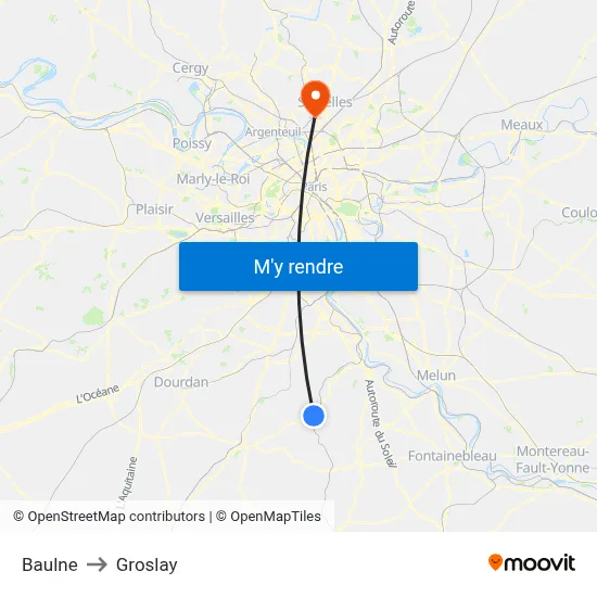 Baulne to Groslay map