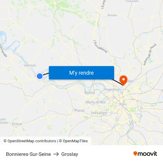 Bonnieres-Sur-Seine to Groslay map