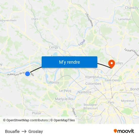 Bouafle to Groslay map