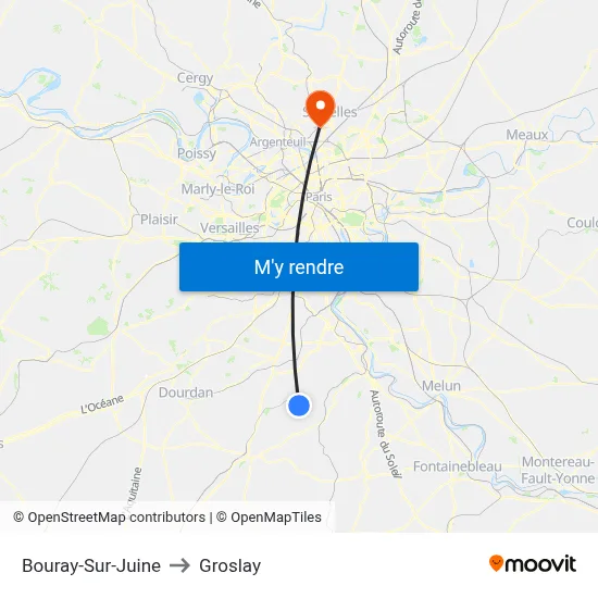 Bouray-Sur-Juine to Groslay map