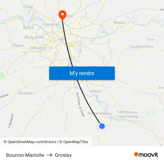 Bourron-Marlotte to Groslay map