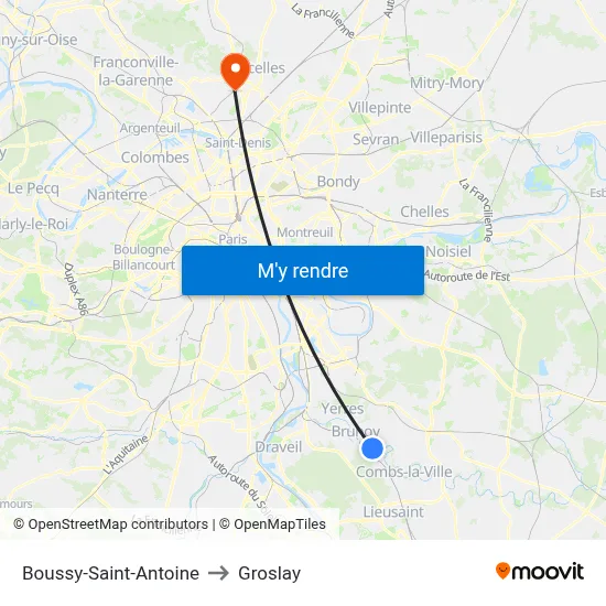 Boussy-Saint-Antoine to Groslay map
