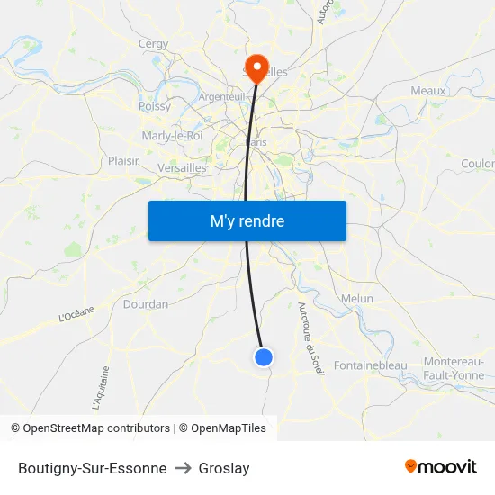 Boutigny-Sur-Essonne to Groslay map