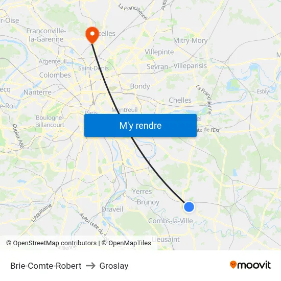 Brie-Comte-Robert to Groslay map