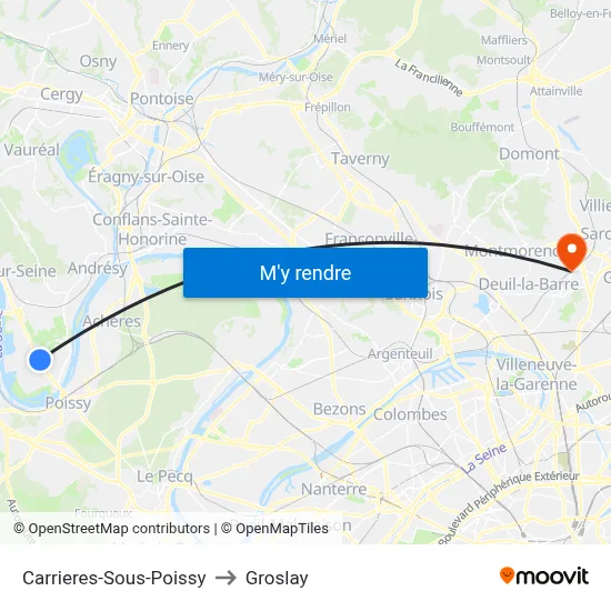 Carrieres-Sous-Poissy to Groslay map
