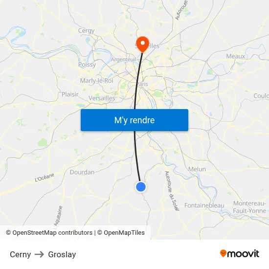 Cerny to Groslay map