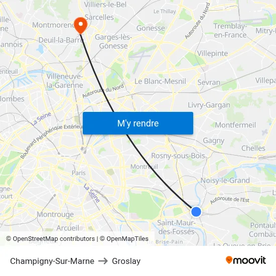 Champigny-Sur-Marne to Groslay map