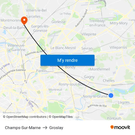 Champs-Sur-Marne to Groslay map