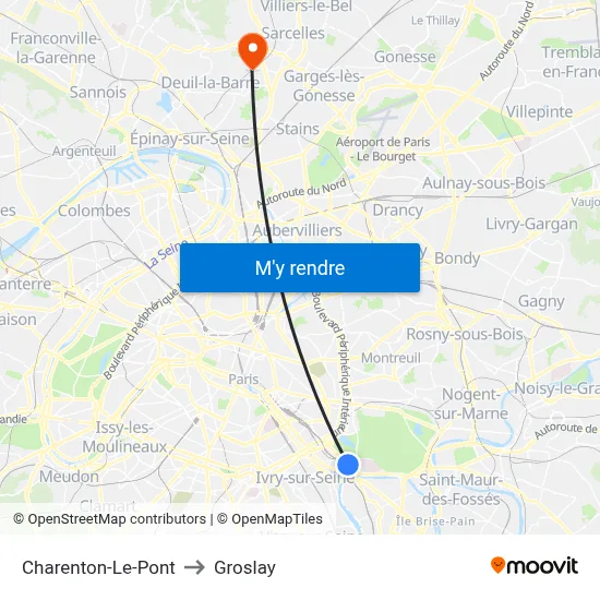 Charenton-Le-Pont to Groslay map