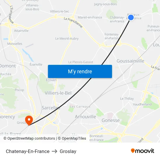 Chatenay-En-France to Groslay map