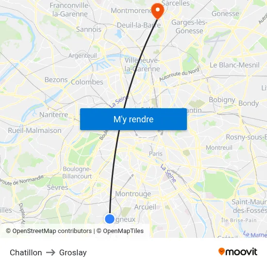 Chatillon to Groslay map