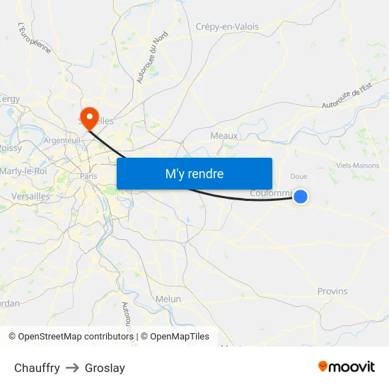 Chauffry to Groslay map