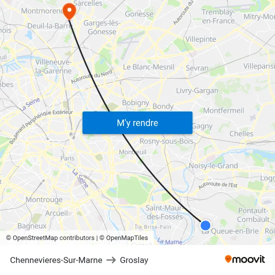 Chennevieres-Sur-Marne to Groslay map