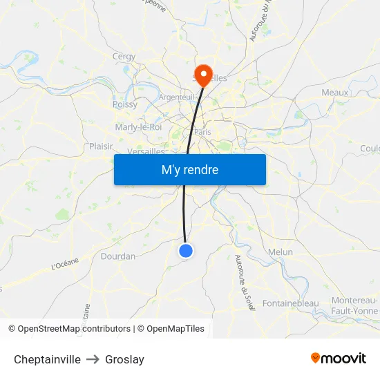 Cheptainville to Groslay map