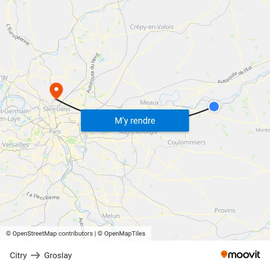 Citry to Groslay map
