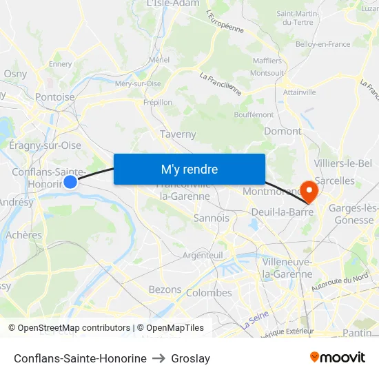 Conflans-Sainte-Honorine to Groslay map