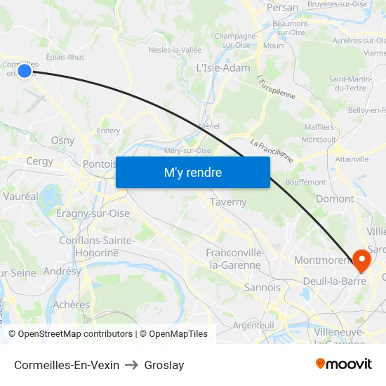 Cormeilles-En-Vexin to Groslay map