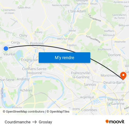 Courdimanche to Groslay map