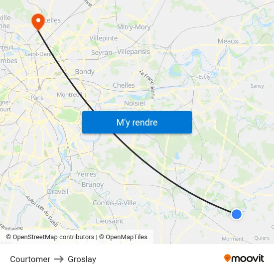 Courtomer to Groslay map