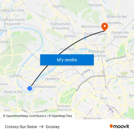 Croissy-Sur-Seine to Groslay map