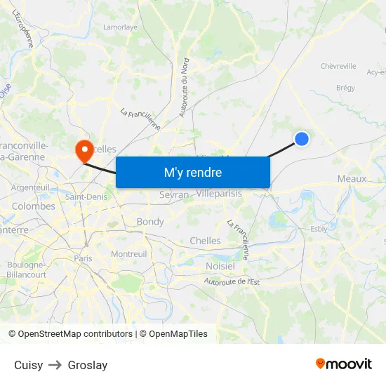 Cuisy to Groslay map