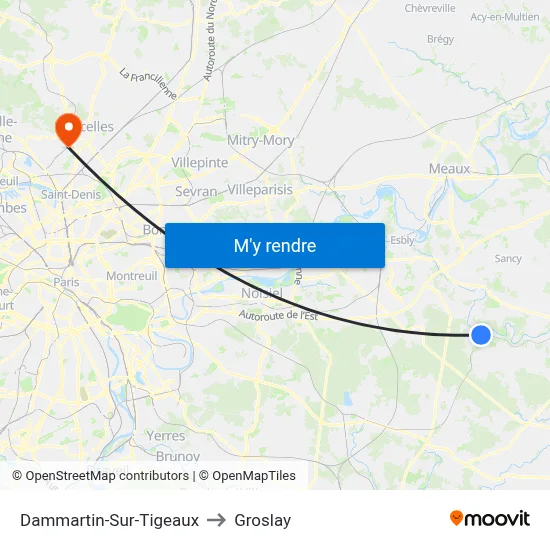 Dammartin-Sur-Tigeaux to Groslay map