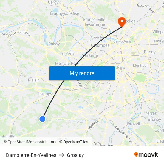 Dampierre-En-Yvelines to Groslay map