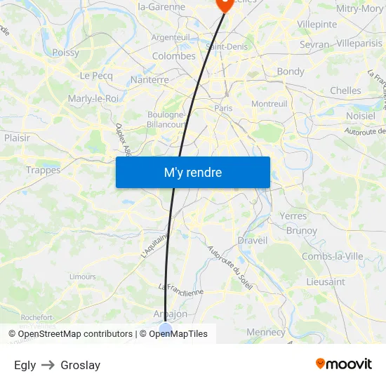Egly to Groslay map