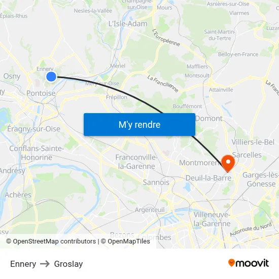 Ennery to Groslay map