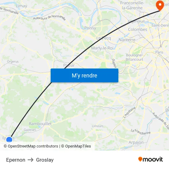 Epernon to Groslay map