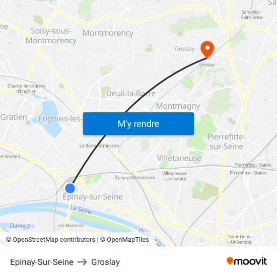 Epinay-Sur-Seine to Groslay map