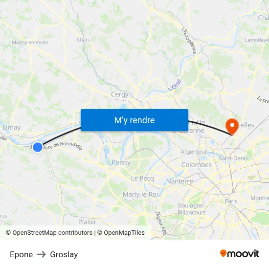 Epone to Groslay map