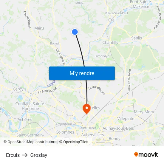 Ercuis to Groslay map