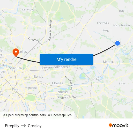 Etrepilly to Groslay map