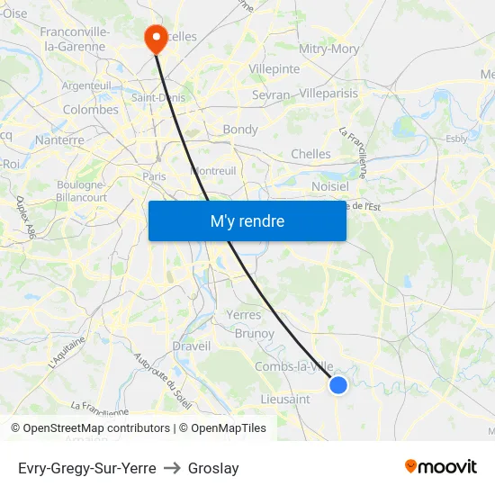 Evry-Gregy-Sur-Yerre to Groslay map