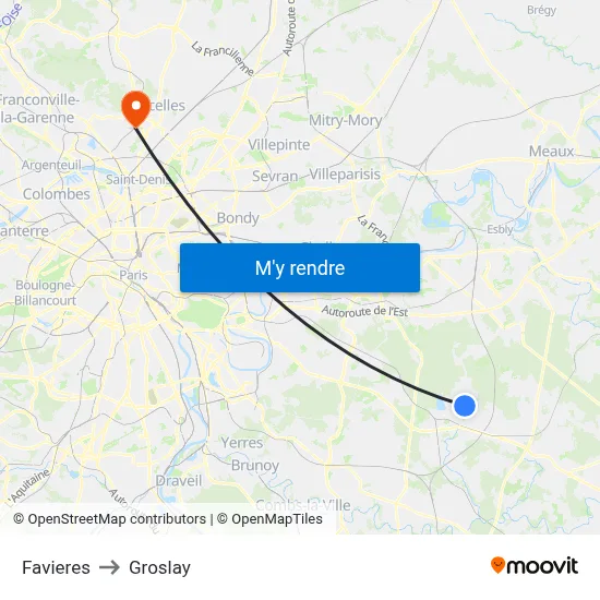 Favieres to Groslay map