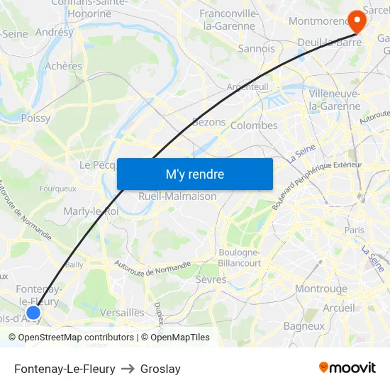 Fontenay-Le-Fleury to Groslay map