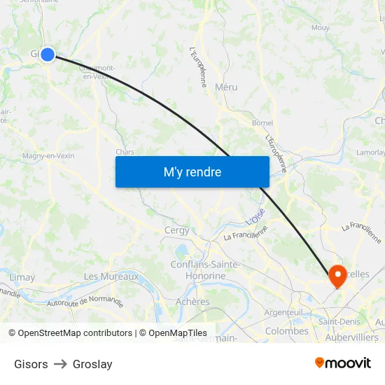 Gisors to Groslay map