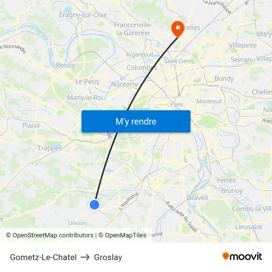Gometz-Le-Chatel to Groslay map