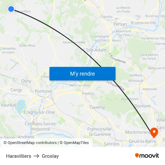 Haravilliers to Groslay map